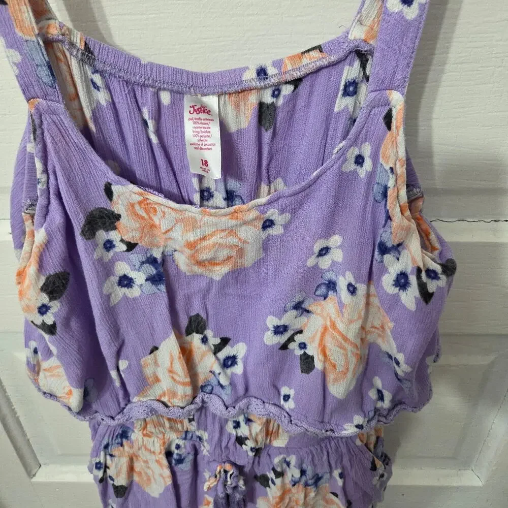 Justice Girls People Flowered Romper with Shoulder Straps size 18